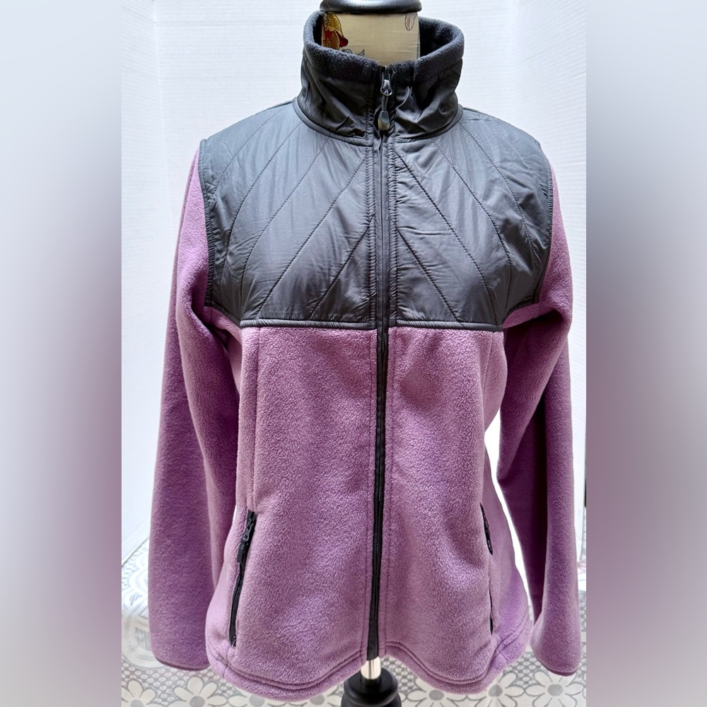 MONDETTA JACKET LAVENDER FLEECE BODY GREY NYLON SHOULDER YOKE SIZE SMALL